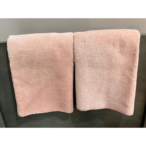 2 Pink Vtg AVANTI Wash Cloth Hand Towels Ivory LACE Floral USA Granny Cottage - Picture 4 of 10